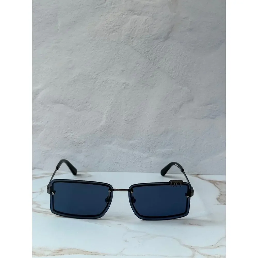 NEW Off White Tampa Gunmetal Blue Lens Unisex Sunglasses